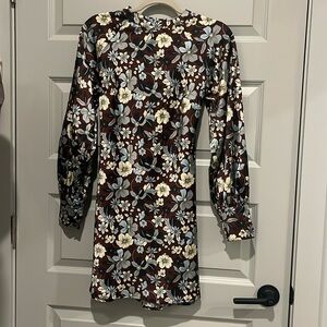Brown and blue floral dress NWT Size 2